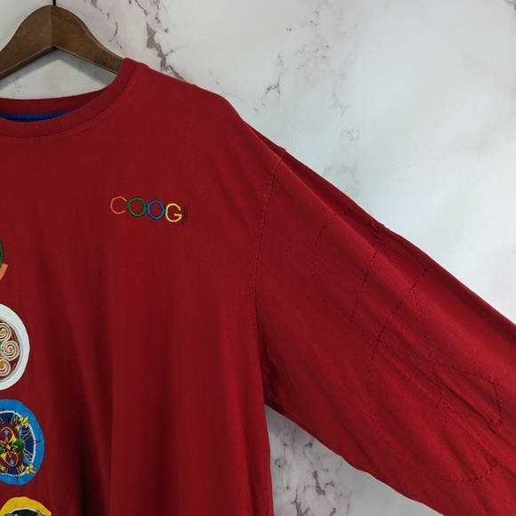Coogi T Shirt Mens 4XL Red Embroidered Logo Long Sleeve Spellout Vtg Rare Tee - Picture 12 of 13